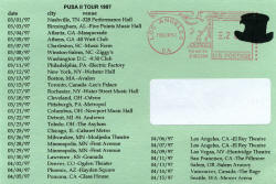1997 - Tour - Postcard - The Presidents Of The USA (PUSA) concert dates