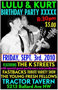 Poster - 2010 - Tractor Tavern, Seattle - Young Fresh Fellows, Fastbacks, PUSA (Presidents Of The USA) 