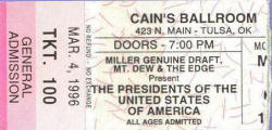 Poster - Ticket - Cain's Ballroom, tulsa, ok PUSA