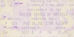 Poster - Ticket - PUSA / Presidents Of The USA - Melbourne, Australia