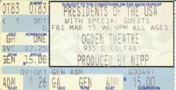 Poster - Ticket - PUSA / Presidents Of The USA - 96 