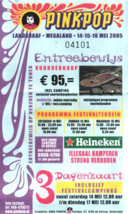 Pinkpop 2005 - Ticket - Program - Poster