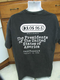 1996 02 16 Presidents Of The Usa T Shirt Small
